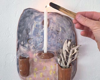 Many Moons Ceramic Candle & Incense Altar