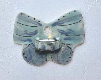 Clay Butterfly Wall Candle Holder