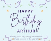 Editable Birthday Card Template, Printable Birthday Card, Happy Birthday Card, Canva Template, Instant Download, Personalized Card