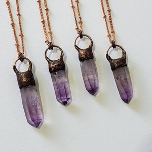 Veracruz Amethyst Necklace, Dainty Amethyst Point Necklace, Purple Crystal necklace, Gift ideas, Minimalist