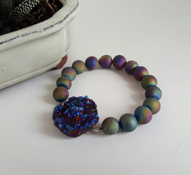 Titanium Quartz Bracelet Rainbow Aura Quartz Bracelet Flame Etsy
