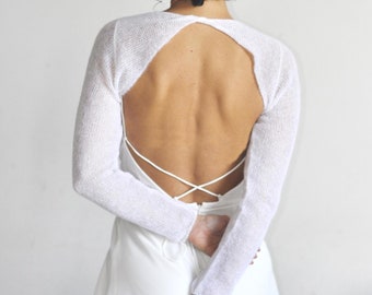Lange mouw bolero bruids schouder bedekken bruiloft schouderophalen pure open rug bruid trui zijde mohair vest vrouw mouwen voor avondjurk