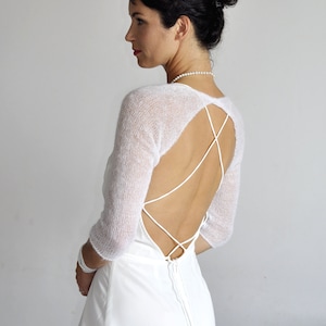 Bridal Shrug Wedding Bolero Sheer Light Cardigan Openback Mohair Bridal Cover Up Wedding White Cardigan Evening Woman Sleeves for Gown