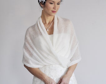 Capa de novia blanca, mohair de chal de boda, capa de boda para novia, chal de novia estola, encogimiento de hombros de bolero de boda de capa, envoltura de mohair cubierta nupcial