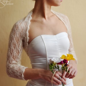 Bruiloftsbolero, bruidsbolero, bruidsbolero, kleur natuurlijk wit kantpatroon, bruiloft schouderophalen, bruidskaap, bruidsomslag, bolero, kanten bolero