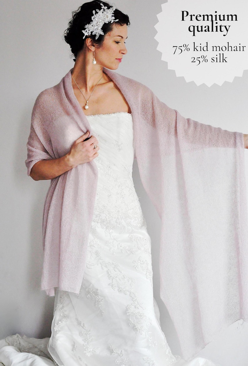 Soft Blush Mohair Silk Wrap for Mature Bride Vow Renewal Ceremony Bridal Cape Minimalist Wedding Stole Handmade Elegant Elopement Cover Up Light Cozy Layer for Second Time Bride Chic Civil Ceremony Look Graceful Modern Wedding Accessory Dusty Rose Color Romantic Feel Elegant silk mohair shawl for woman retro style wedding cover up minimalist wedding wrap knit mohair cape for bride pink pale mountain wedding cover up idea outdoor wedding wrap