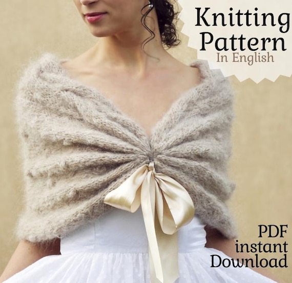 Bridal Cape Knitting Pattern Fast Knit Wedding  Wrap PDF Download Tutorial Chunky Knit Bubbles  DIY Cover Up Woman Mountain Wedding Shawl