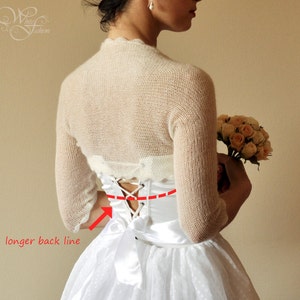 Wedding bolero bridal bolero shrug, mohair sweater cream and white colour, bridal cardigan, bridal sweater, cropped sweater mohair shrug zdjęcie 3