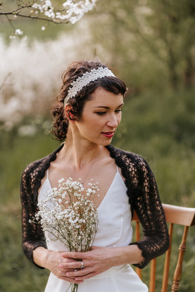 Braut-Shrug-Hochzeits-Bolero, leicht wie eine Wolke, Mohair-Farbe schwarz, Braut-Spitzenüberzug, Braut-Stola, Hochzeits-Cardigan, Damen-Hochzeitsjacke Bild 3