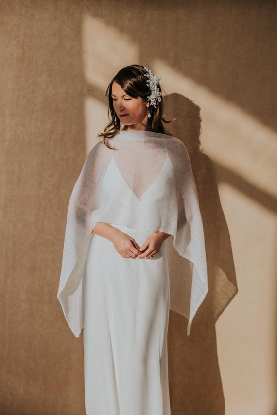 capelet for formal dress Bridal Cape Silk Mohair Sheer Long Wedding Cover Up Minimalist Layer Opera Gala Ballet Opening Evening Reception Shoulder Cover Dresses_The Shift