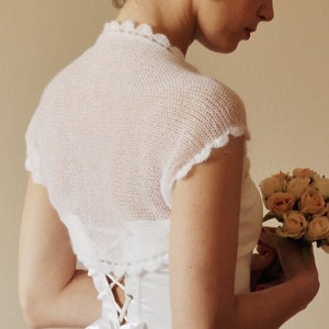 Bridal short sleeves bolero idea for wedding day cover up for bride wedding dress topper idea bridesmaid jacket mohair shrug for summer wedding guest attire idea