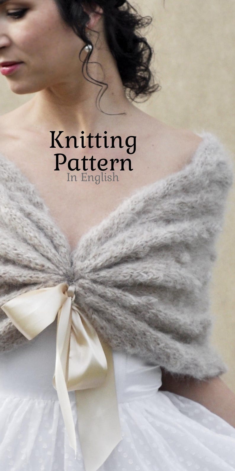 gift Bridal Cape Knitting Pattern Fast Knit Wedding  Wrap PDF Download Tutorial Chunky Knit Bubbles  DIY Cover Up Woman Mountain Wedding Shawl for mother of three bride fall wedding cape idea