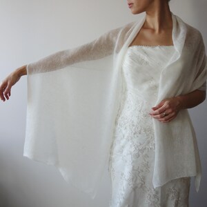 Mohair Silk Shawl Bridal Wrap Vow Renewal Outerwear Pale Pink Cover Up Elopement Bride Cape Elegant Wedding Attire Made of Honor Knit Stole image 16