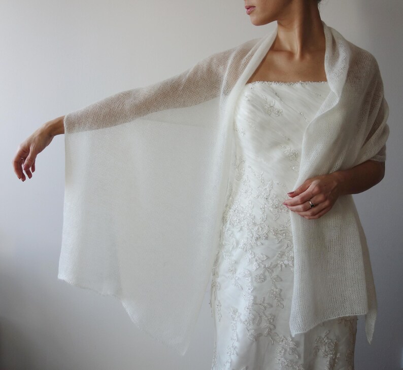 Mohair Silk Shawl Bridal Wrap Vow Renewal Outerwear Pale Pink Cover Up Elopement Bride Cape Elegant Wedding Attire Made of Honor Knit Stole image 16