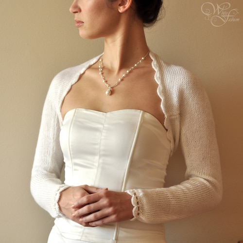 BRIDAL SHRUG Wedding Bolero Long Sleeves Alpaca Warm Color - Etsy