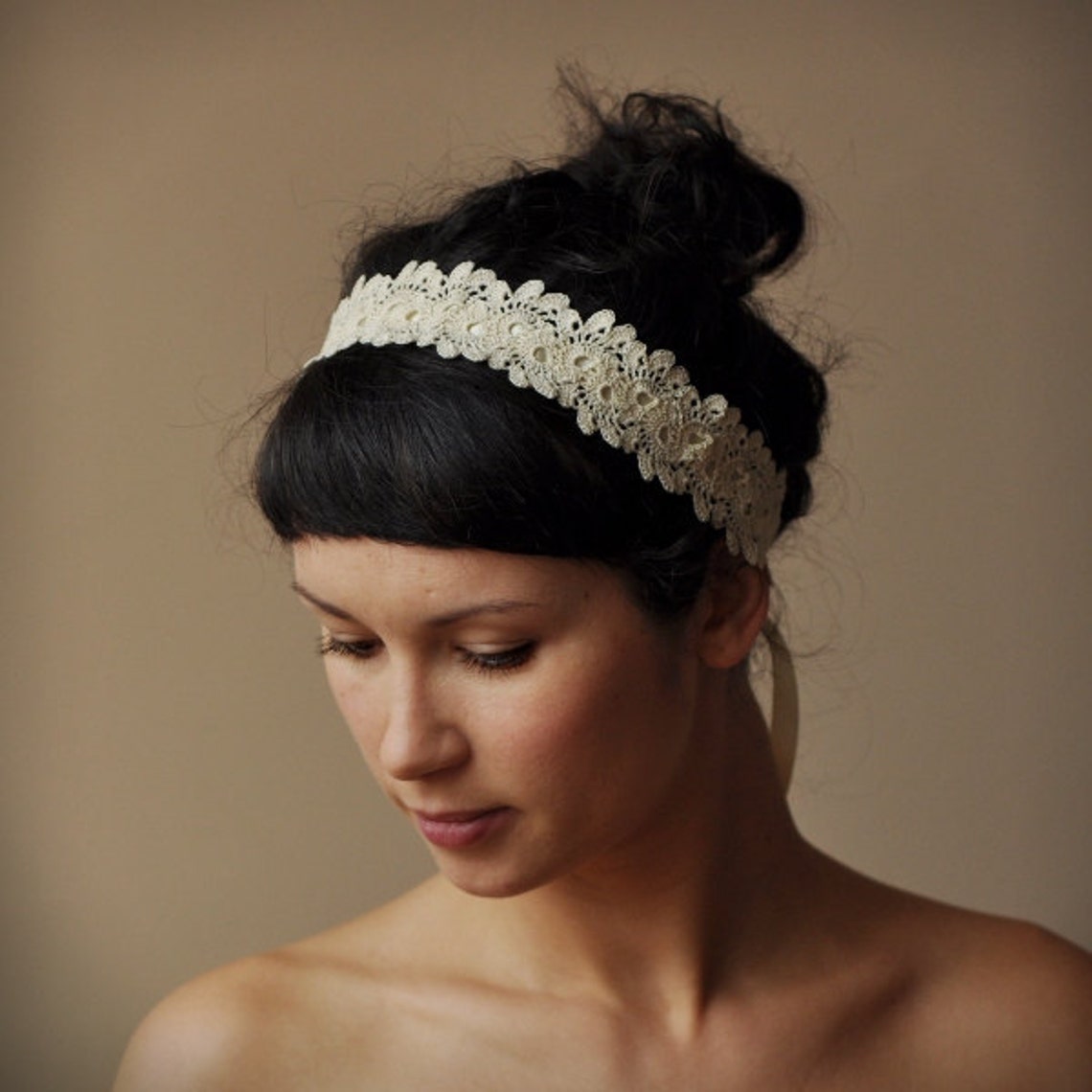 BRIDAL HAIR BAND wedding hair accessory crochet lace lacy Etsy
