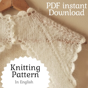 Wedding bolero knitting pattern, diy knitting pattern, bolero knit pattern, bridal bolero DIY, lace knit mohair cropped cardigan for women