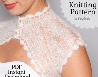 Strickanleitung Frauen Bolero Kurzarm Strickanleitung PDF Schneller Handstrick Lace Shrug Ausgebobene Kante DIY Hochzeit Accessorie stricken