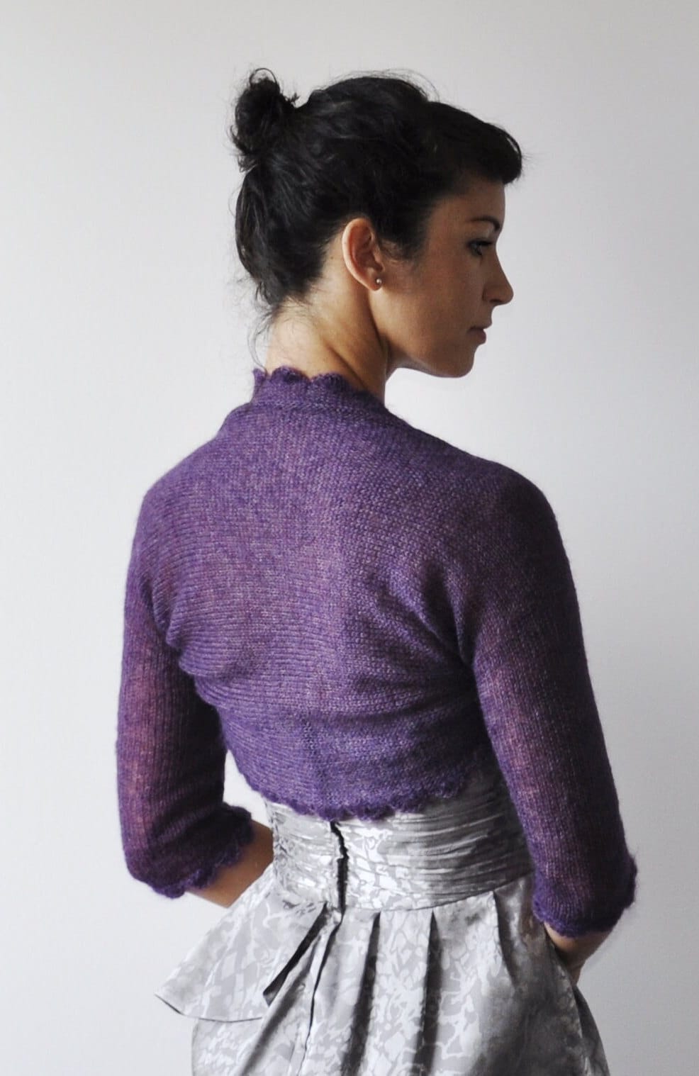 Dark Purple Evening Bolero Shrug for Women, Date Night Cover up Knit Bolero  Jacket Mohair Cropped Cardigan, Formal Event Dress Topper - Etsy