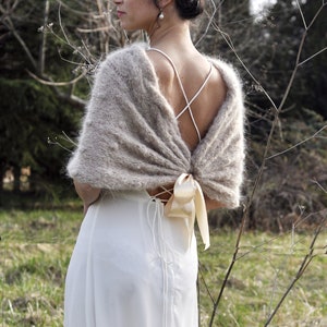 beige bridal cape for wedding day outerwear idea for elopement wedding fall