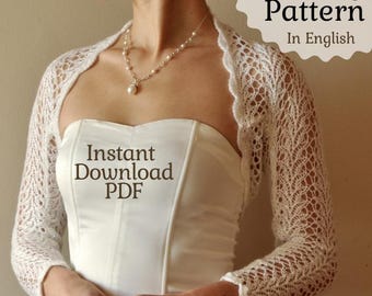 Bridal Cover Up Knitting Pattern PDF Knit Dress Topper DIY Wedding Shoulder Wrap Pattern Lace Cardigan Easy Tutorial for Bride Gift Idea
