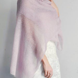 Muted Blush Silk Mohair Wedding Shawl for Confident Bride Second Wedding Ceremony Minimalist Bridal Wrap Cozy Elegant Cape Handmade Knit Cover Up for Nature Inspired Wedding Outdoor Elopement Soft Layer Vow Renewal Bride Timeless Romantic Bridal Look Civil Ceremony Brirthday gift for elegant woman quality gift for bride-to-be shoulder wrap evening wear idea premium gift for grandma church cover up eco fashion capsule wardrobe accessory idea