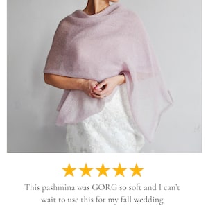 Powder pink Bridal Wrap Mohair Silk Evening Wear Special Occasion Shawl Formal Event Wrap Wedding Cover Up Luxury Winter Bride Accessory Church Ceremony nuptials cover up Fall Wedding Shawl for wedding guest rehearsal dinner attire idea