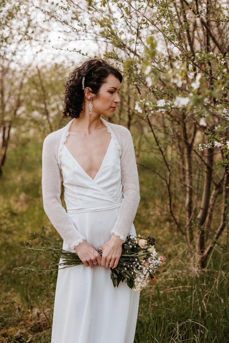 Mohair wedding bolero shrug for bride long sleeve white bridal cardigan shrug, bridal mohair sweater ivory sheer shrug for wedding dress