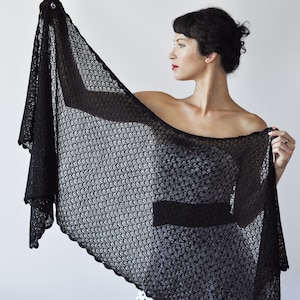 Black shawl fine wool scarf merino shawl women lace shawl, knit shawl black scarf, shawl evening cover up bridesmaid shawl black stole