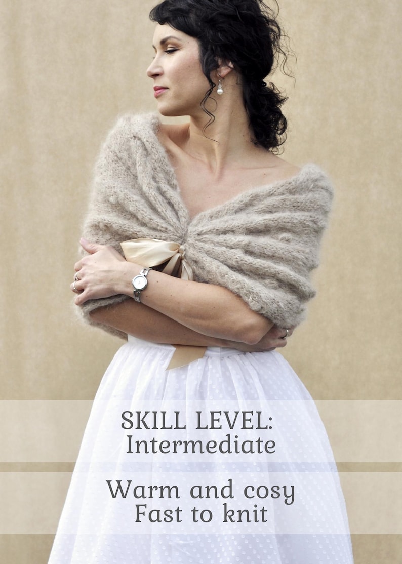 DIY gift for bride to be idea knitting pattern elegant outerwear wedding knit winter nuptials outfit idea knitter wedding cape idea