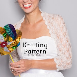 Knitting Pattern Bridal Bolero DIY Wedding Shrug Knit PDF Pattern Digital Scalloped Edge Sweater Knitted Fast Knit Easy Cardigan Lace Top