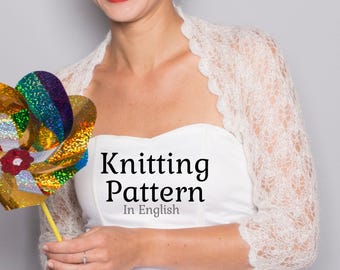 Strickanleitung Braut Bolero DIY Hochzeit Shrug Strick PDF Muster Digital ausgebogter Rand Pullover gestrickt schnell stricken einfach Strickjacke Spitze Top