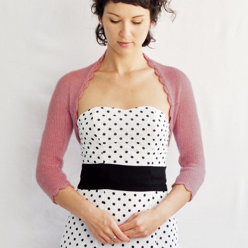 Pink Shrug Hand Knitted Shrug Salmon 