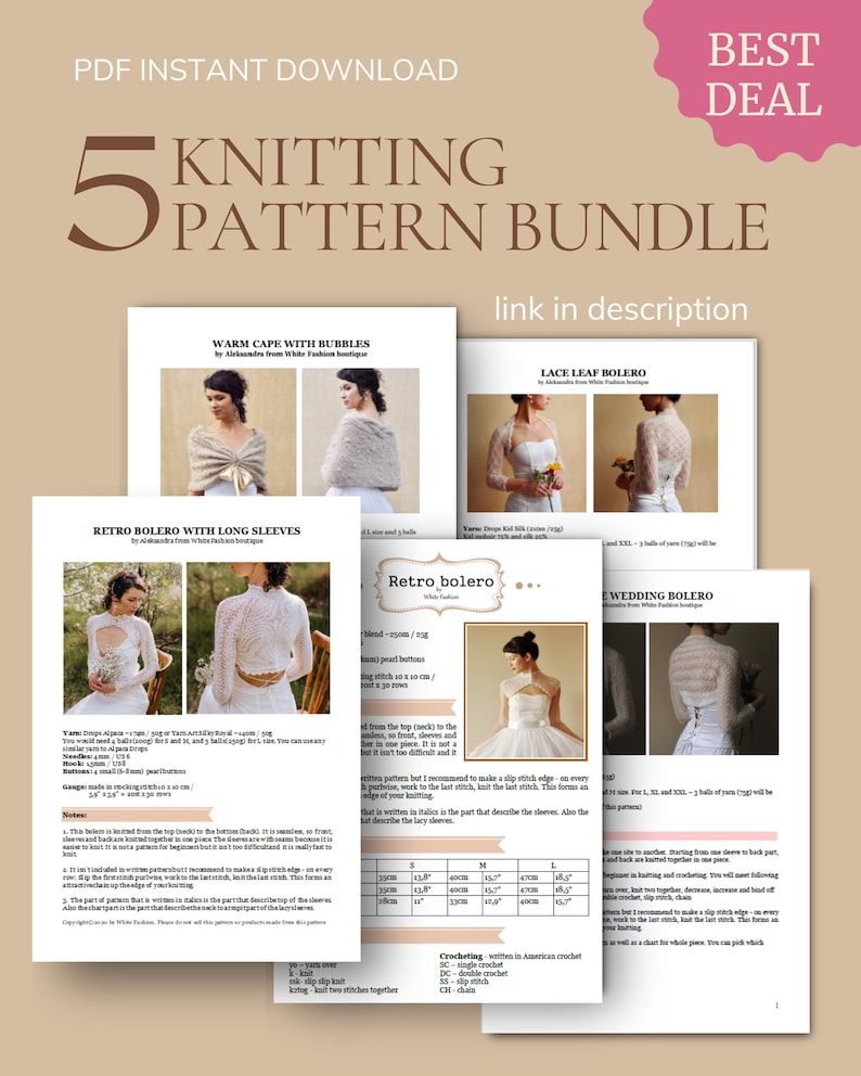 Wzór na pelerynę ślubną Szybki szal ślubny na drutach Pobierz samouczek w formacie PDF Grubo tkane bąbelki DIY Cover Up Woman Mountain Wedding Szawl zdjęcie 11