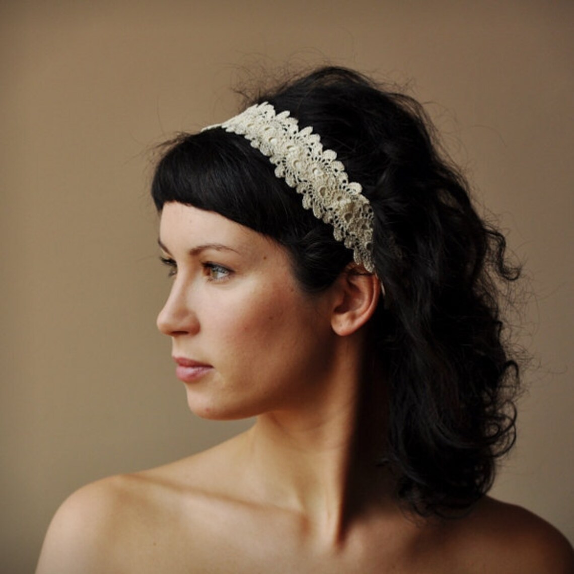 BRIDAL HAIR BAND wedding hair accessory crochet lace lacy Etsy