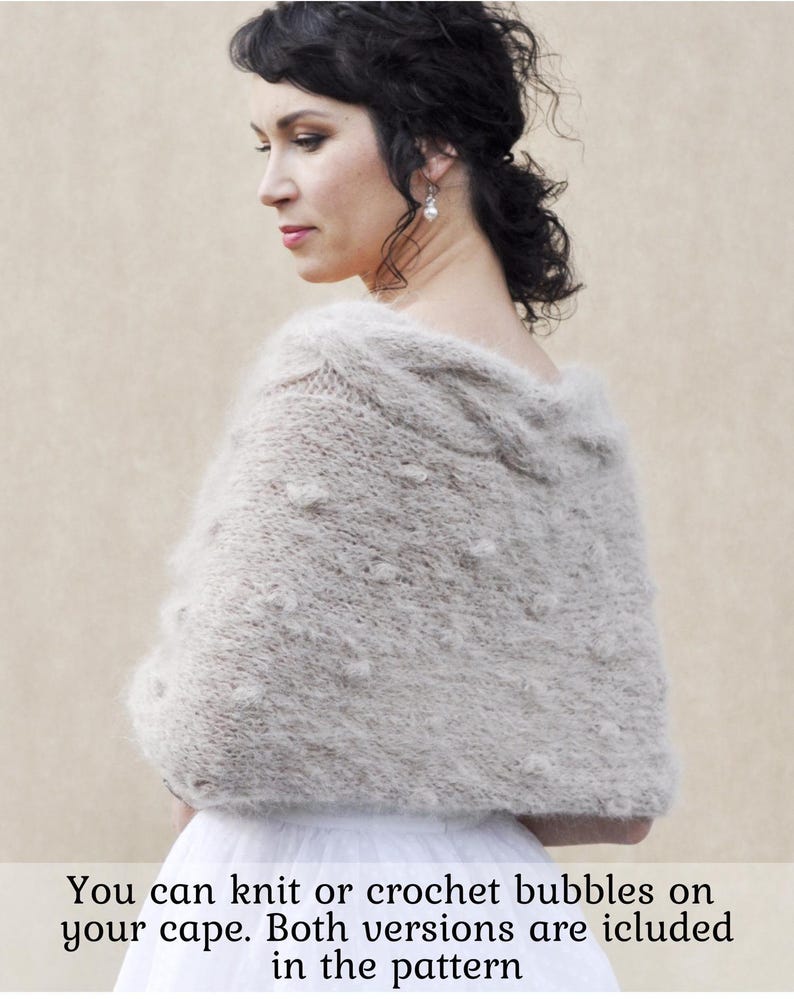 knitting pattern wedding cape autumn wedding outerwear idea knitted gift handmade bridal shawl DIY mother of the groom shoulder coverage mountain wedding fall elopement wedding attire idea micro wedding outfit