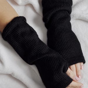 Novawo Fingerless Gloves - Wool Blend Arm Warmers For Typing, Texting, Cold Weather (Unisex)