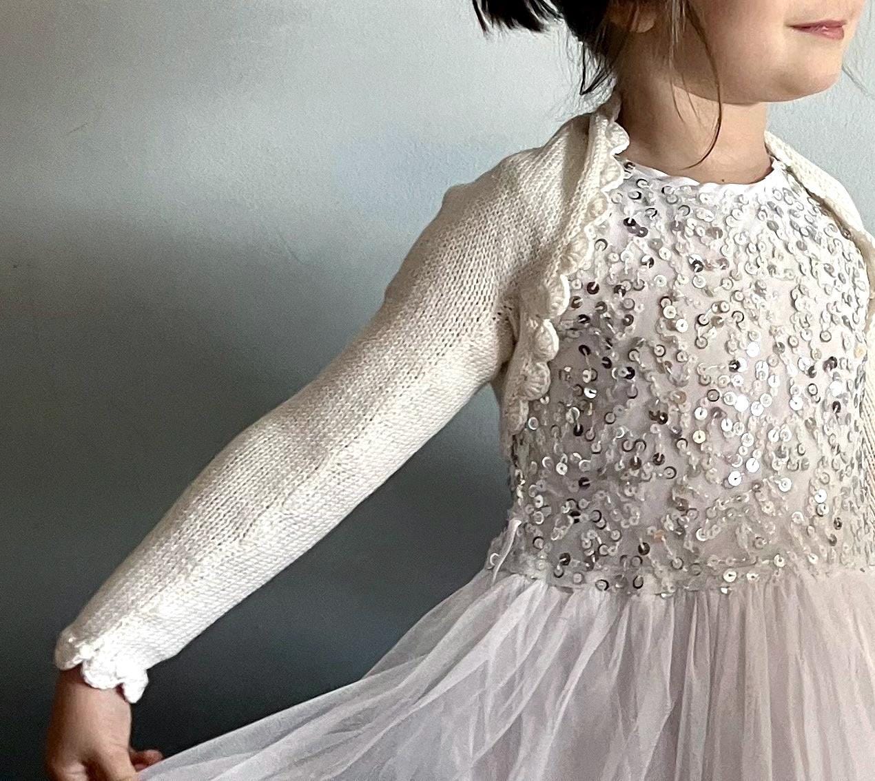 Holy communion girl bolero white girl first communion shrug pure cotton long sleeve baby bolero, girl party dress cover up todler sweater