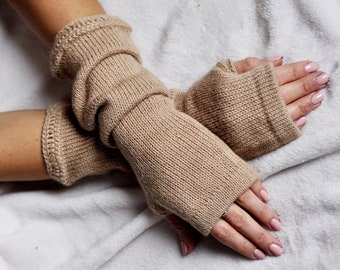 Alpaca Fingerless Gloves Women Gift long glove wool minimalist fingerless mittens gift winter hand warmers long alpaca mittens  wool,colours