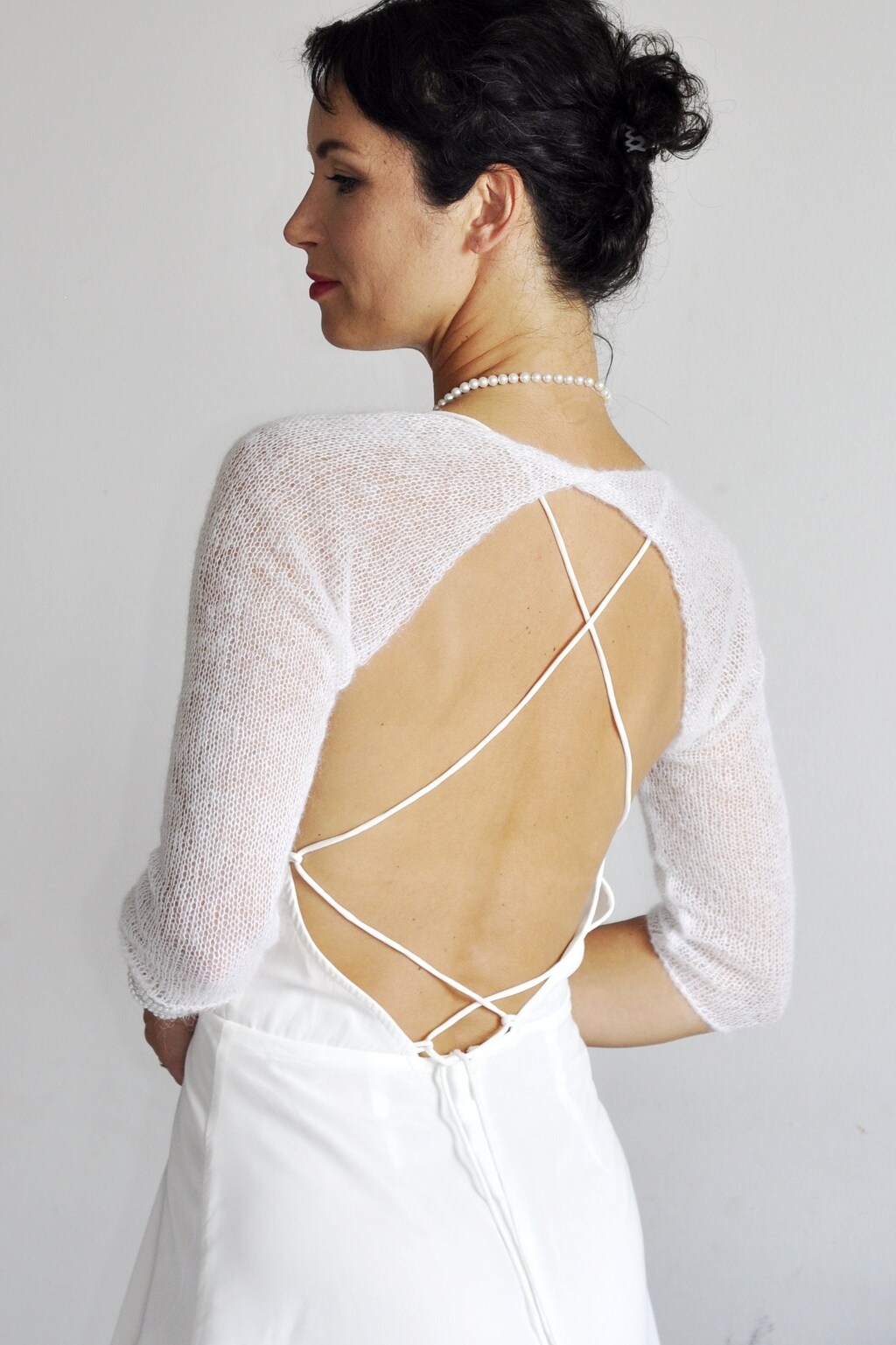 Cardigan Bolero In Pizzo Donna Clearlove - Maniche Lunghe, Giacca Corta Shrug Per Abiti Da Sera, Matrimonio E Cocktail