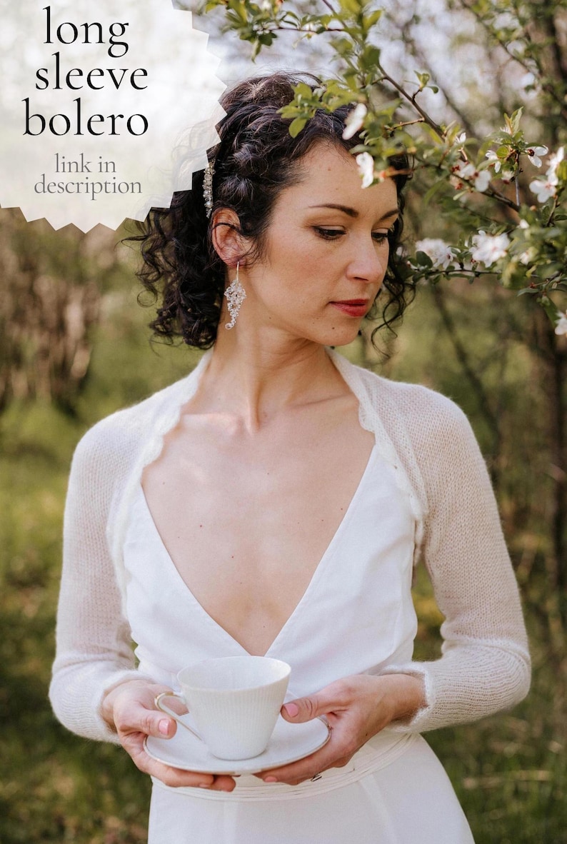 rustic wedding bolero shrug for bride cover up minimalist wedding dress topper mohair sweater for bride