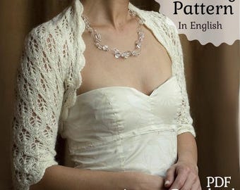 Bolero Strickspitze Shrug Muster PDF Design Durchbrucharbeit DIY Geschenk für Braut Idee Stricken Abend Wrap Sommer Accessoire Hochzeit Cover Elegante Strickjacke