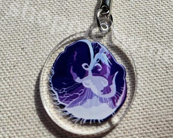 Llavero acrílico de medusa luna / Charm de doble cara, criatura marina del océano