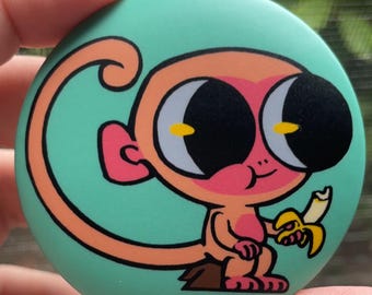 Pin de botón de plátano mono mate / Accesorio para chaqueta con forma de tronco de árbol de animal kawaii