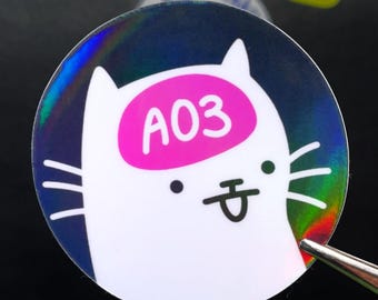 Pegatina holográfica de gato de AO3 / Calcomanía divertida de fanfiction de Booktok