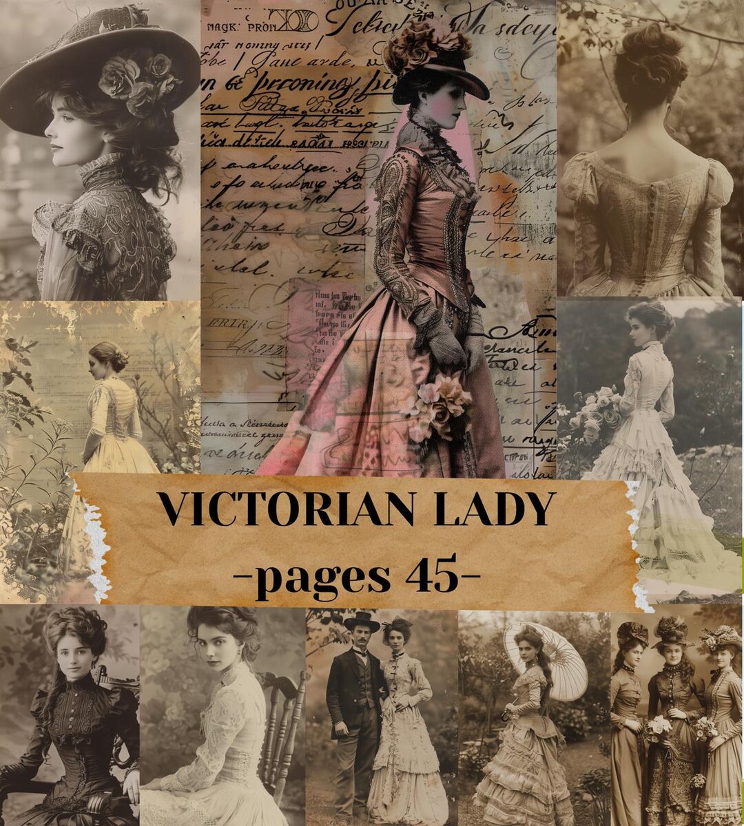 Victorian Lady Junk Journal Pages, Vintage Woman Ephemera Printable ...