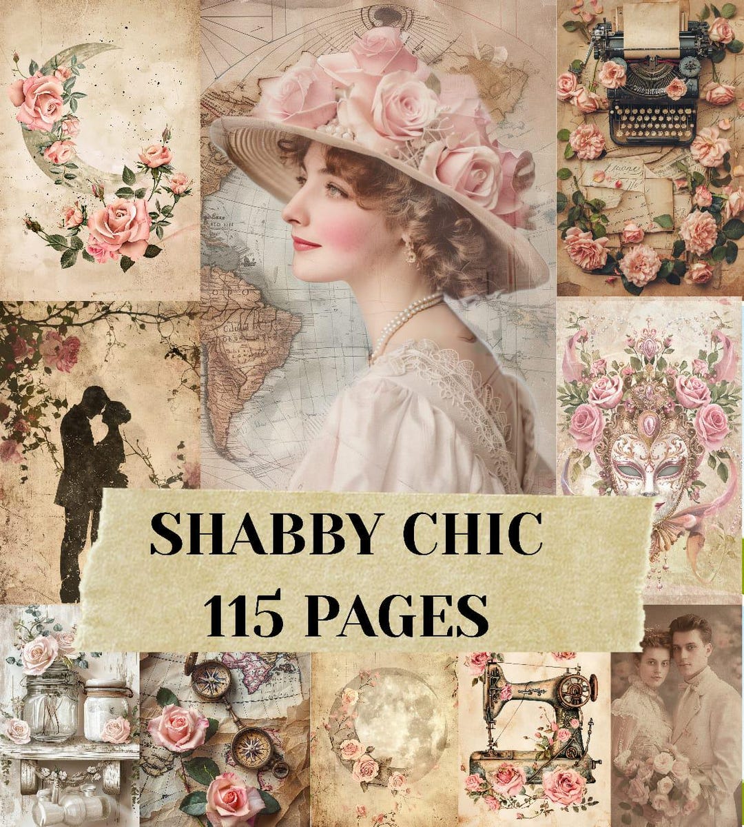 Shabby Chic Floral Ephemera Kit, Vintage Junk Journal Printable Pages ...
