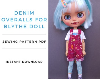 Sewing pattern for Blythe denim overalls, Instant download PDF pattern for Blythe