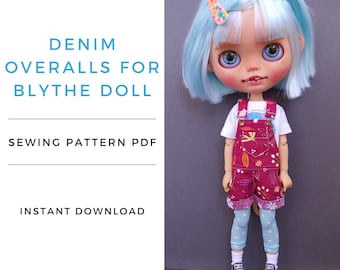 Sewing pattern for Blythe denim overalls, Instant download PDF pattern for Blythe