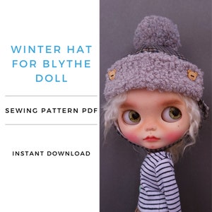 Sewing pattern for Blythe winter hat, INSTANT DOWNLOAD PDF pattern for Blythe